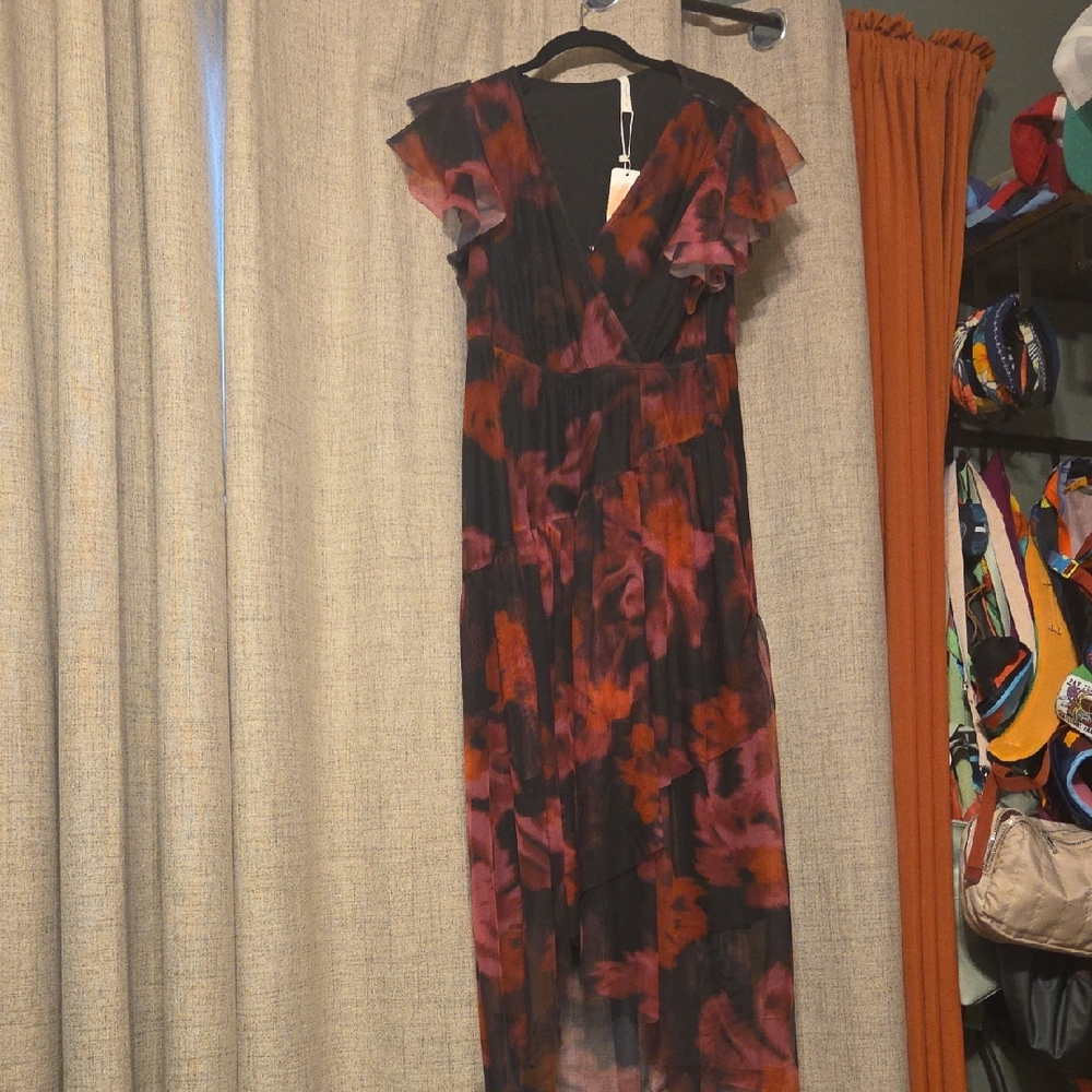 Chic Black and Red Floral Maxi Dress